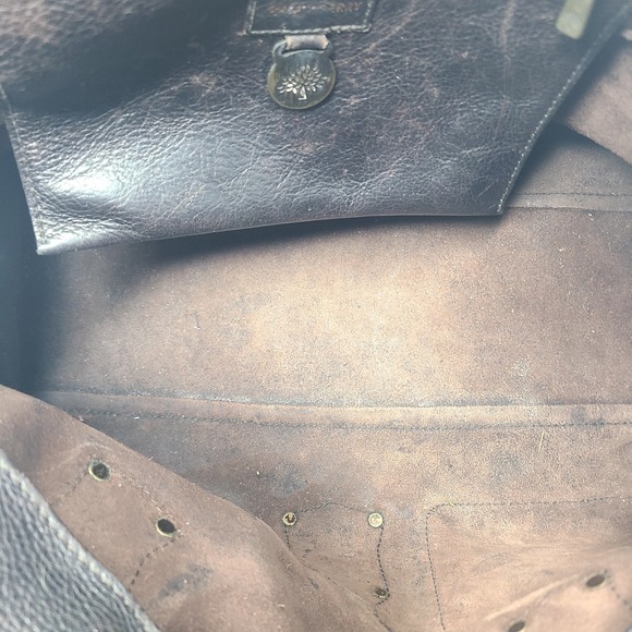 Vtg Mulberry Roxanne Handbag Shoulder Bag Leather Dark Brown Boho Chic Utility - Picture 9 of 13